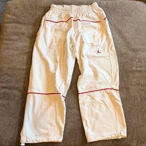 Men’s Jordan White Sweatpants with Red Trim